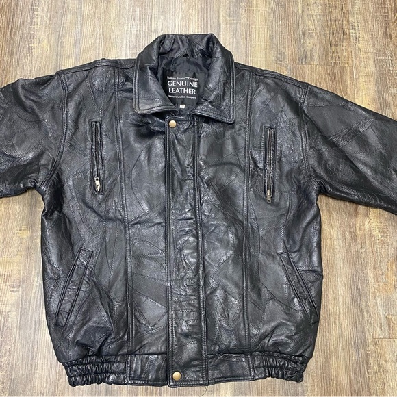 Leather Black Jacket Men Size Medium Bomber Flight Casual Varsity Outerwear - Picture 14 of 16